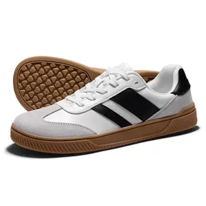 Women’s wide toe box barefoot zero-drop fashion sneakers made from vegan leather, minimalist walking shoes