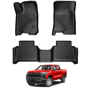Canvcle All Weather TPE Floor Mats for 2023-2025 Chevy Colorado/GMC Canyon Black Heavy Duty Odorless Easy to Reshape 1st & 2nd Row Car Interior Accessory