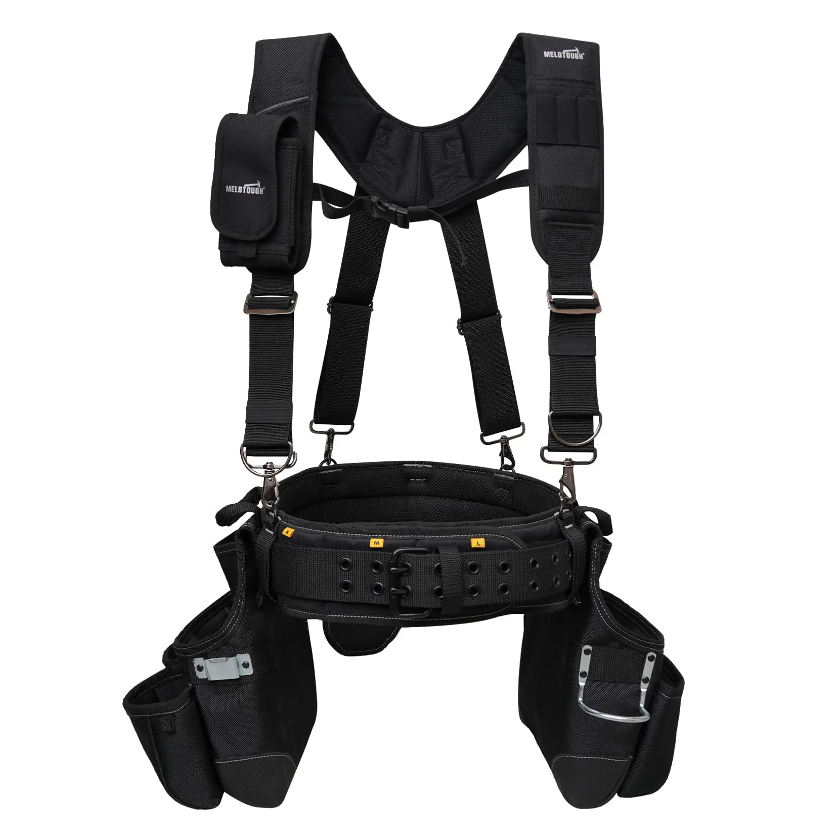MELOTOUGH Tool Belt with Suspenders Tool Bag Supenders Framers Comb Apron Tool Belt Construction Tool Pouch Builder Heavy Duty Carpenter Suspension Rig for Electrician,  Heavy Duty tool  belts Heavy Duty hammer holder  suspender