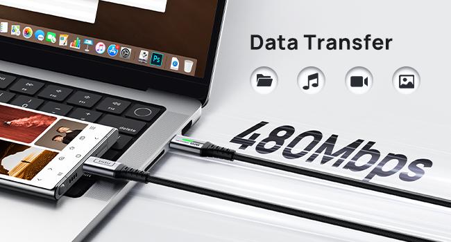 INIU USB C to USB C Cable, 100W [6.6ft] PD 5A Fast Charging Type C to Type C Cable, Nylon Braided USB-C Cord Phone Charger for iPhone 17 16/15/15 Pro/16/15 Plus/15 Pro Max Samsung S25 S24 iPad MacBook etc. Devices Tablets Electronic Smartphone Cellphone