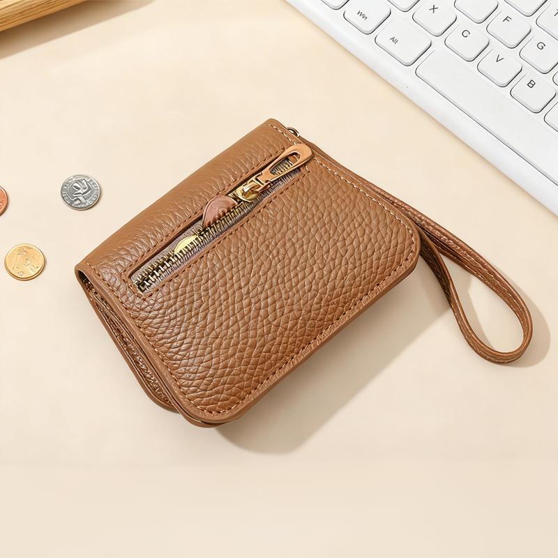 Lotosug Small Wallet for Women, RFID Blocking Credit Card Wallet, Slim Tri-Fold Wallet with Zipper Pocket and Keychain