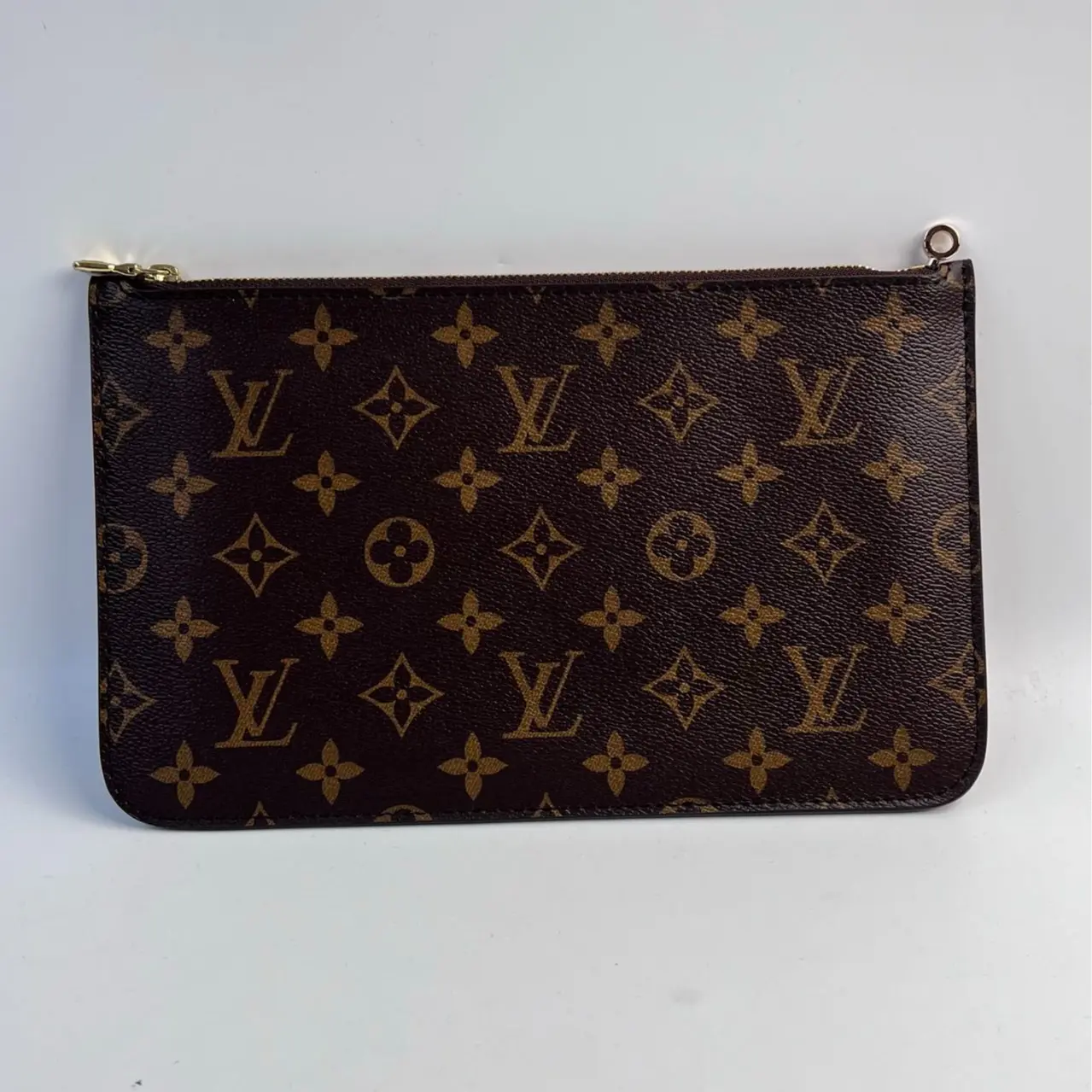 Pre-owned Louis Vuitton coated canvas Clutches & Wristlets Beige Neverfull Detachable Pouch【senza 1u】