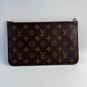 Pre-owned Louis Vuitton coated canvas Clutches & Wristlets Beige Neverfull Detachable Pouch（u） （senza2）