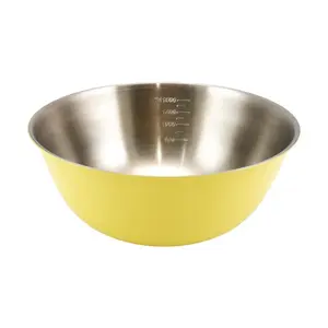 KawasiMaya 22cm Stainless Steel Salad Bowl - Large Mixing Bowl for Dough, Eggs, Fruit Salad, and Appetizers - Lemon Yellow