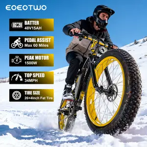 EOEOTWO E01 1500W Peak Brushless Motor Fat Tire Electric Bike 48V 15Ah Battery 26×4.0 Off-Road Ebike with 7-Speed Gear, Dual Disc Brakes, LED Display & Suspension for Adults