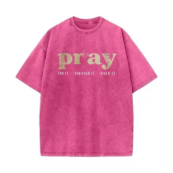 Washed Cotton Tee-Fuchsia