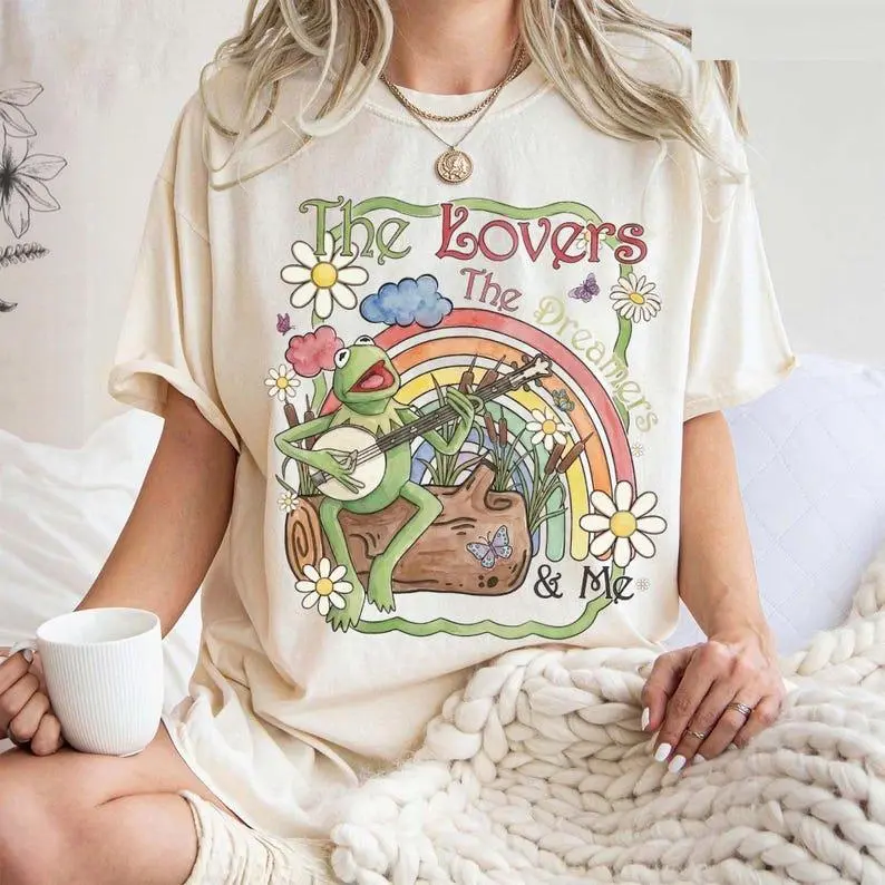Vintage Watercolor Kermit the Frog Shirt, Muppets Rainbow Tee, “The Lovers The Dreamers And Me”, Family Trip Tee 2026
