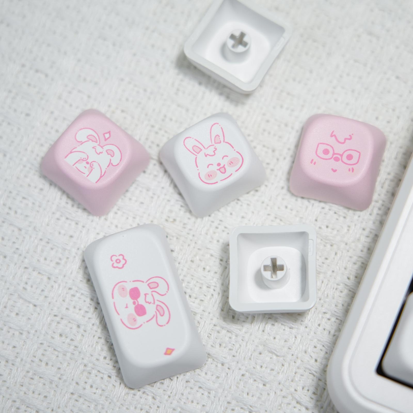 AULA MOA Keycaps 130 Keys, Cute Cloud Puppy Dye-Sub PBT Keycap Set, MX Compatible, 60% 65% 75% TKL 100% Mechanical Keyboards