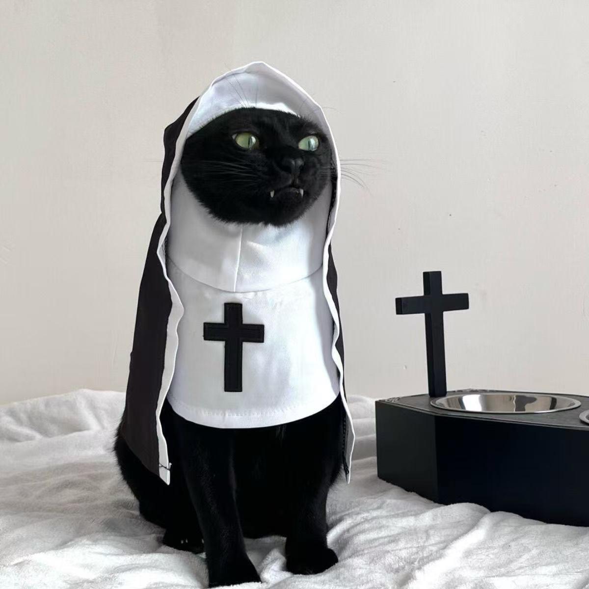 New Year Nun clothes cats and dogs disguise funny COS small and medium pet photo props cat funny costumes