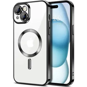 Entronix Case Transparent Case for iPhone 15 Clear Magnetic Case, [ Resistant] Slim Fit Shockproof Crystal Case Cover Protective Wireless Protector Dustproof