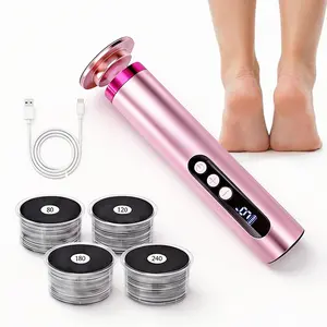 Electric Foot Callus Remover for Dead/Hard/Cracked Dry Skin - 9-Speed Adjustable Metal Electronic Foot File with Digital Display, 2000mAh Rechargeable Battery & 4-Grit Pedicure Tools Kit