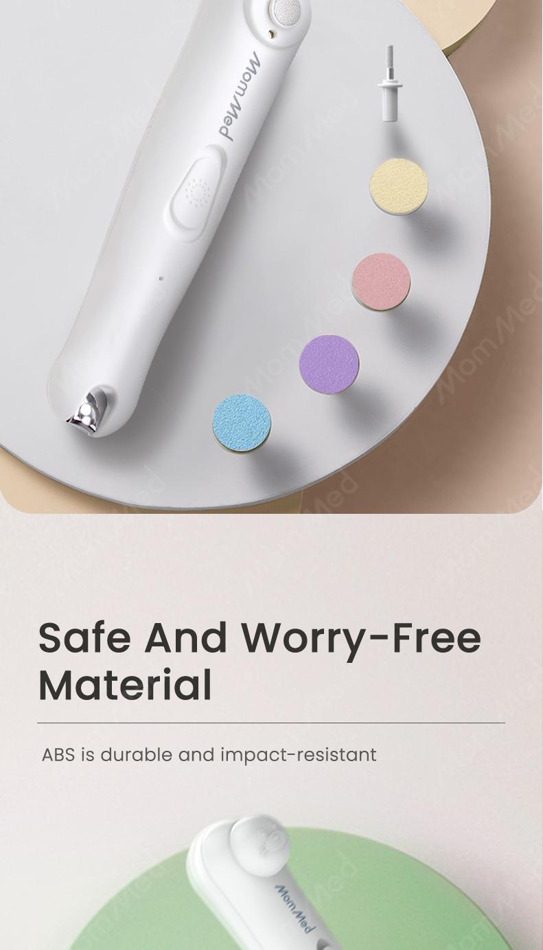 MOMMED Baby Finger nail clipper, 6 Grinding Heads and LED Light electric baby nail file