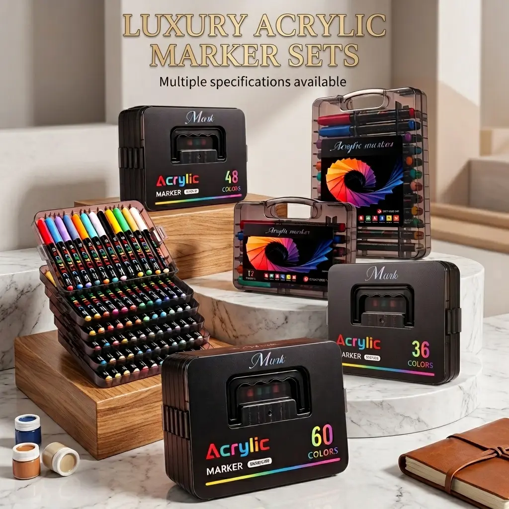 Luxury Acrylic Markers Set Water-Based Safe Paint Pens for Kids, Rock Glass Wood Canvas DIY Arts & Crafts Supplies