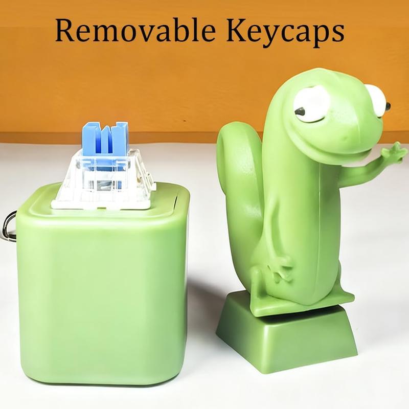 Lizard Button Keychain with Rechargeable LED Light Realistic Croak Color Changing Fun Toy for Kids & Adults Green Design