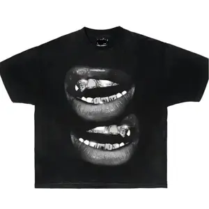 Grin Fang Mouth Garment-Dyed Boxy Shirt  Top