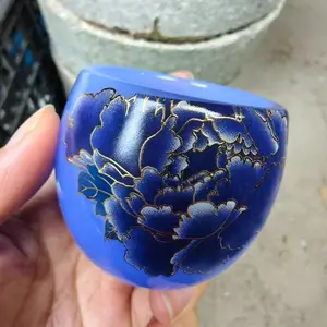 Emperor Purple Peony Color Changing Cup in Hot Water Glass Cup Tea Set Master Cup Handmade zh