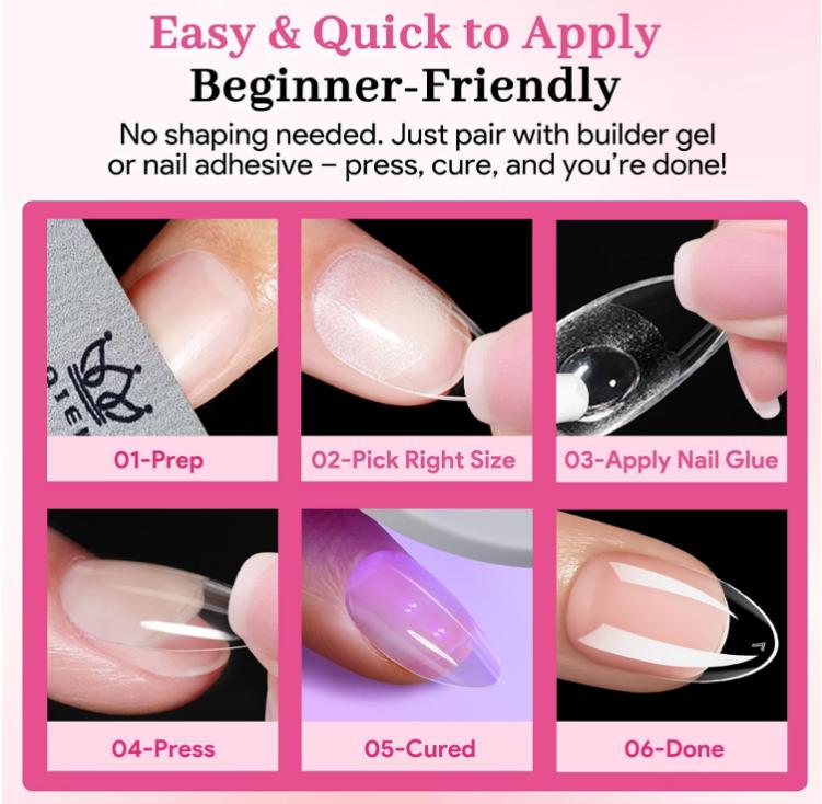 Short Almond Nail Tips - 15 Sizes 240 PCS Half Matte Full Cover Clear Fake Nails Pre-shaped Press On False Nail Tips Acrylic Soft Nail Gel Tips No C Curve Extension Manicure Home DIY Gelly Tips