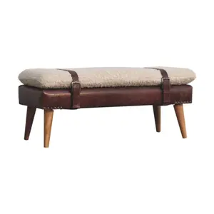 Boucle x Brown Leather Bench Boucle x Brown Leather Bench