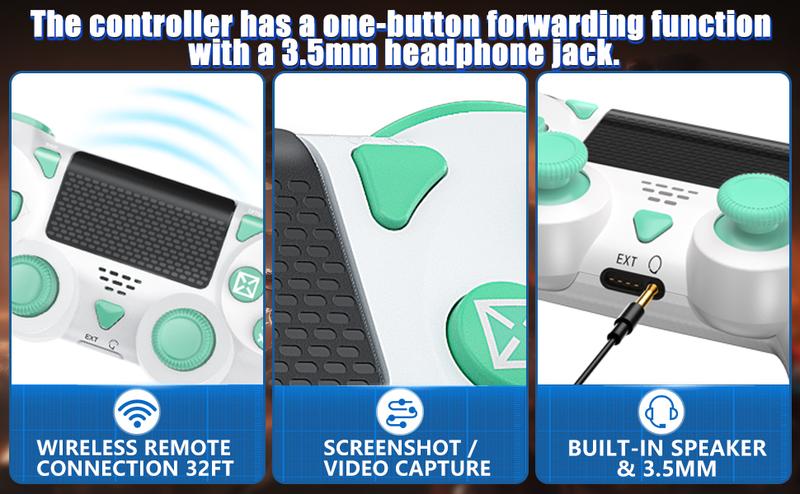 Wireless Controlle 2 Pack for PS4 Controller, Wireless Controller for Playstation 4/Slim/Pro/PC,Support Turbo/Dual Vibration/6-Axis Motion Sensor/ Touch PadBoth Sides