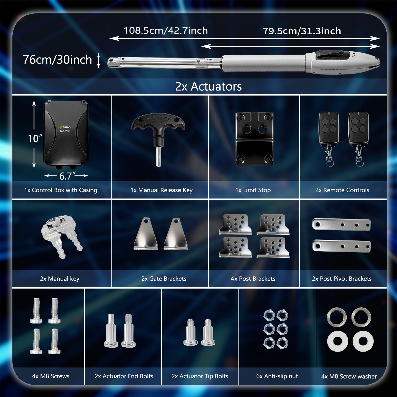 Heavy Duty Automatic Swing Gate Opener Kit with 2 Remotes IP55 ...