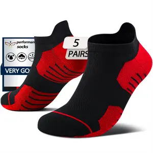 5 Pairs Men's Athletic Ankle Socks  All-Season  Anti-Slip & Shock-Absorbent  Towel Sole  Professional for Marathon  Running  Track & Field  Long-Distance Running  Sweat-Wicking & Breathable Short Crew Socks