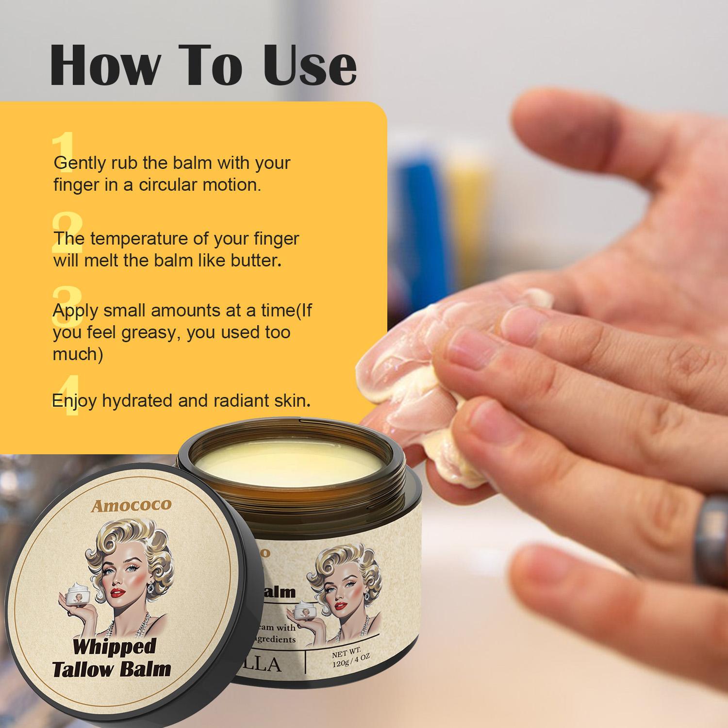 Tallow Cream 100% Natural Moisturizing Face and Body Cream That Soothes, Nourishes, Firms and Hydrates The Skin With Lavender and Vanilla Scents in Vintage Packaging.