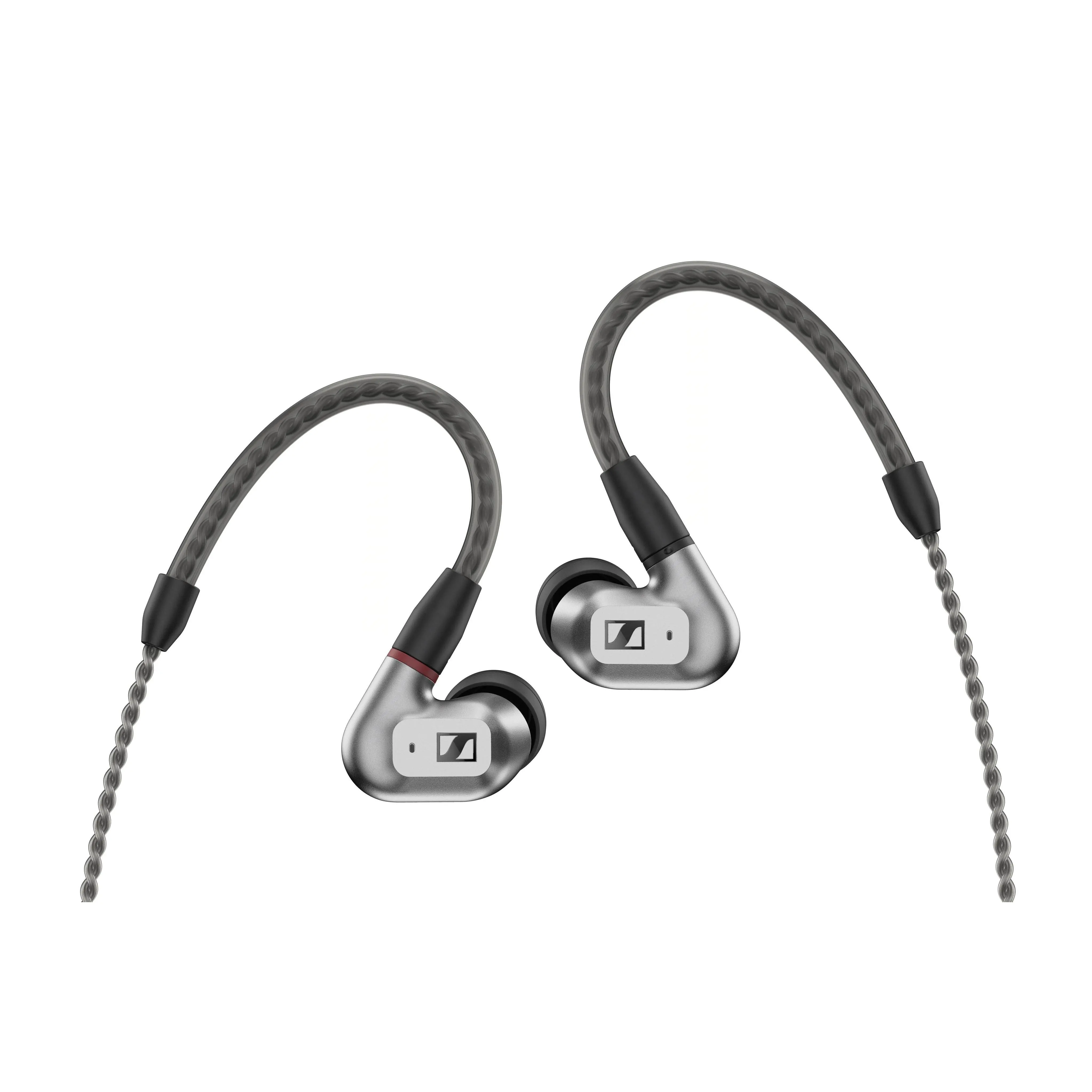 Sennheiser IE 200 Electronic In-Ear Audiophile Compatible Wired Headphones - TrueResponse Transducers for Neutral Truesound, Impactful Bass, Detachable Braided Wire, Adjustable Silicone Memory Flexible Ear Hooks - Silver