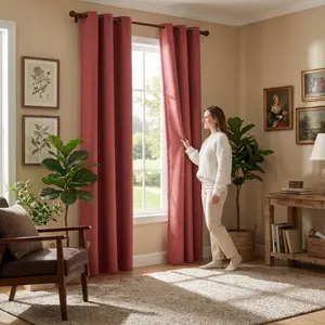 Curtain Club 2 Panels 34x95inch of fully opaque solid color circle-patterned curtains, 100% light-blocking, thick, wrinkle-free, and with a high-end feel.Blackout Privacy Grommet Curtains Set L69