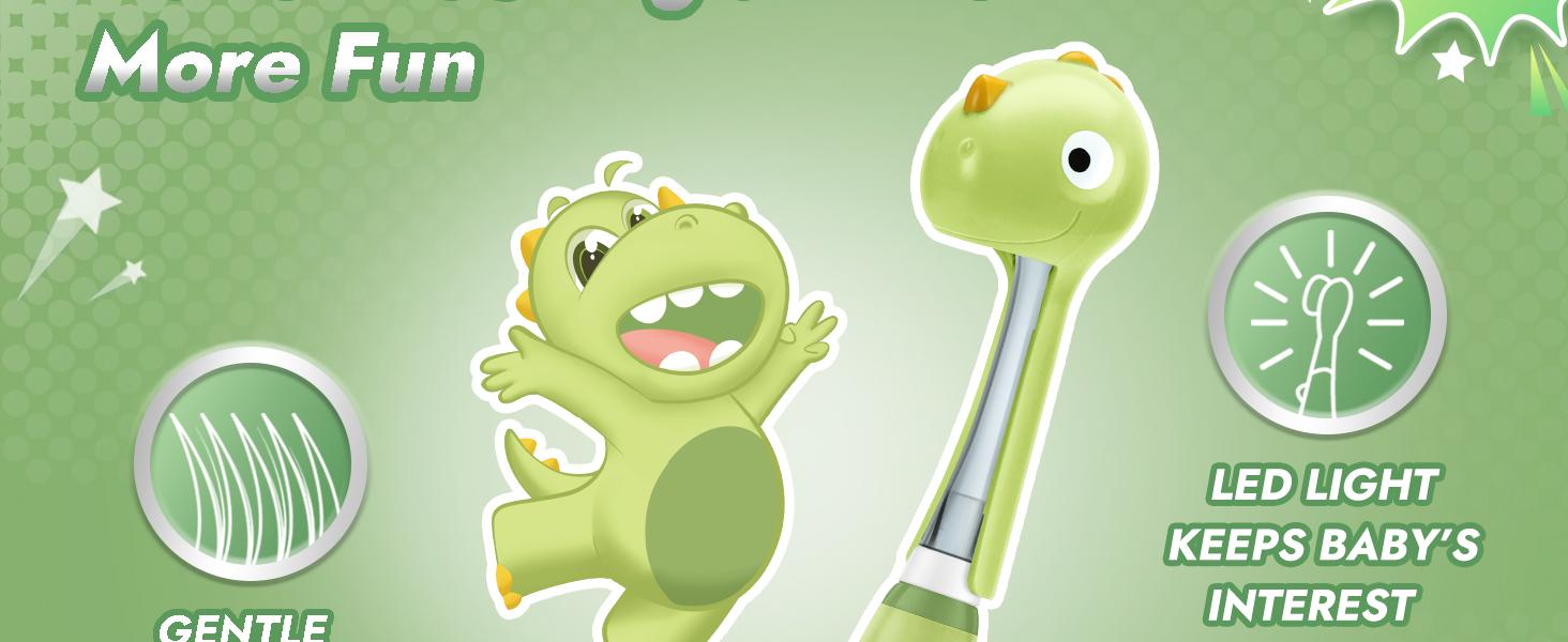 Papablic (Max) Toddler Sonic Toothbrush 1-3Y with Smart LED Timer & Dino Cover , 4 Brush Heads, Lightweight Daily Oral Hydiene Tools, Fast Selling Papablic (Max) Toddler Sonic Toothbrush 1-3Y with Smart LED Timer & Dino Cover , 4 Brush Heads, Lightweight Daily Oral Hydiene Tools, Fast Selling