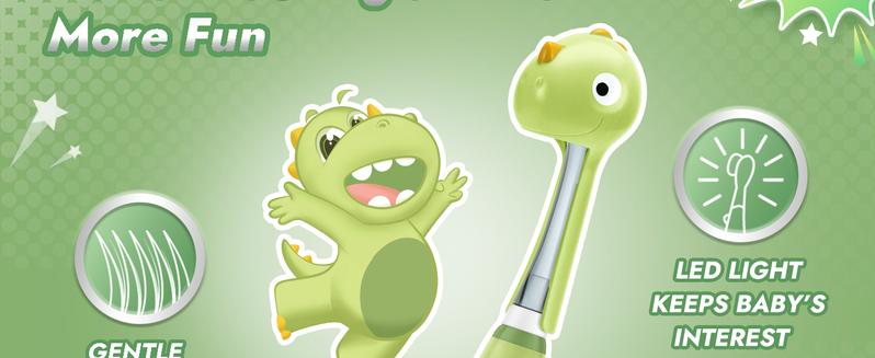 Papablic (Max) Toddler Sonic Toothbrush 1-3Y with Smart LED Timer & Dino Cover , 4 Brush Heads, Lightweight Daily Oral Hydiene Tools, Fast Selling