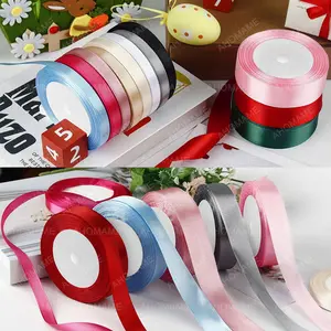 100 Yards (4 Rolls) Red White Pink Gold Blue Ribbon, Solid Color Fabric Satin Ribbons for Gift Wrapping Crafts Making Leis and Bows Flower Bouquets Door Wreaths Home Christmas Tree Birthday Holiday Wedding Party Decoration (1 or 1-1/2 Inches Optional))