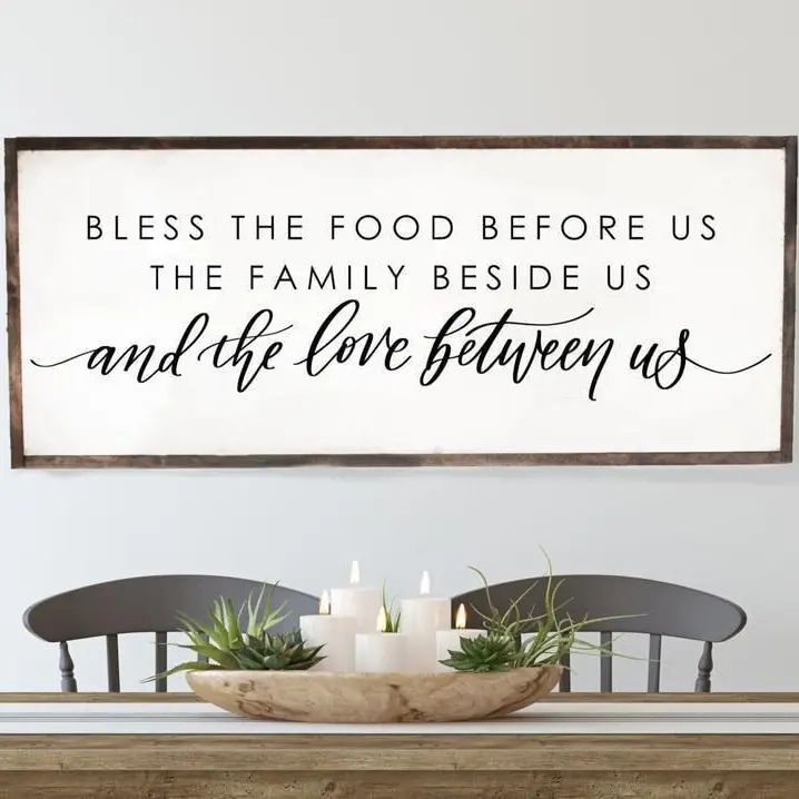 Bless The Food Before Us Print | Dining Room Wall Decor | Kitchen Signs | Farmhouse Wall Decor  Poster No Frame