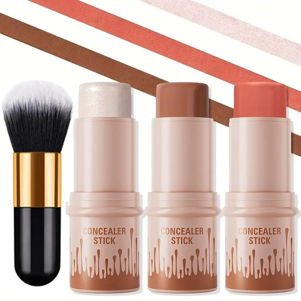 Hellokiss 3-Piece Cream Makeup Cosmetics Set, Makeup Kits - Waterproof Blush, Highlighter & Multi-Balm Stick with Brush, Buildable Medium Coverage with Plant-Derived Squalane, Festive Look for Halloween, Christmas Makeup Gift Set