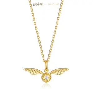 Fancime X Harry Potter Gold Plated Sterling Silver Golden Snitch Necklace for Women Girls, Official Collaboration With Gift Box (Global Release)