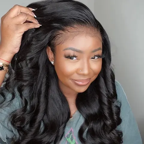 【Must-Have】Ashimary High Density 100% Human Hair Body Wave 13x6 Lace Froantl Wig Baby Hair Line Natural Black Human Hair Wig