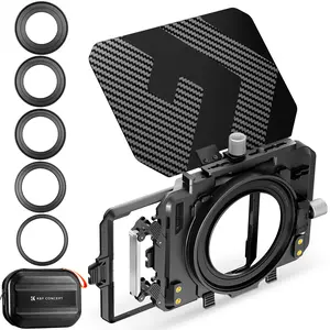 [K&F CONCEPT]Mini Matte Box, DSLR Mattebox with Carbon Fiber Top Flag Square Filters Trays, for 67/72/77/82/95mm Lenses, for 4x5.65 Square ND UV Filter/Circular Filter