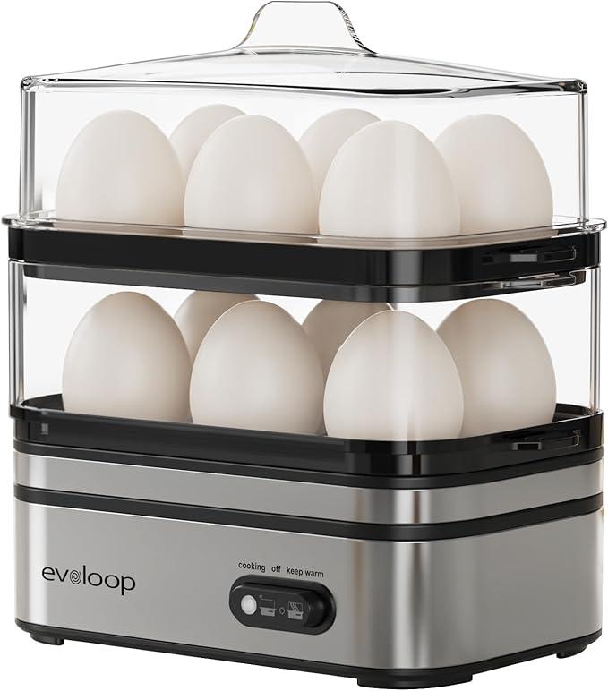 EVOLOOP Rapid Egg Cooker 6 Egg Capacity BPA free Electric Egg Cooker for Hard Boiled Eggs, Poached Eggs, Scrambled Eggs, or Omelets，Easy and Convenient Way to Prepare Delicious Eggs ,outdoor gear