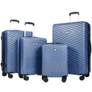 4 Piece Hardshell Luggage Set Hardside Lightweight Suitcase with TSA Lock Spinner Wheels, Blue