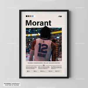 [Sale Up To 40%] [Unframe] Ja Morant Memphis Basketball Poster, Professional Memphis Basketball Athlete Wall Art, Modern Basketball Illustration, Memphis Basketball Decor, Dynamic Sports Artwork Print