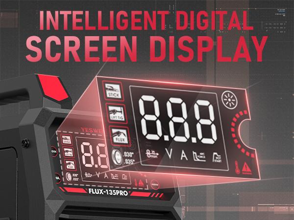 YESWELDER FLUX-135PRO 110V 135Amp Flux Core MIG Welder with LYG-L600A Welding Helmet | Gasless MIG/Lift TIG/Stick 3-in-1 Digital Display Welding Machine