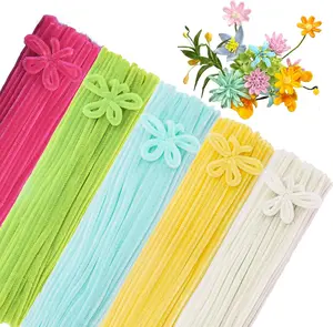 500Pcs 5 Pastel Colors Pipe Cleaners Craft, 12'' Long 0.3'' Thick Fluffy Chenille Stems Set for Flowers, Colorful Fuzzy Sticks Bulk for DIY Art, Gifts Making & Festive Decorations