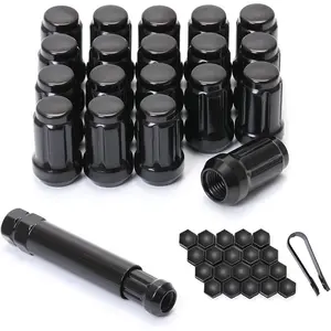 M12x1.5 Lug Nuts M12-1.50 Lug Nuts Black Spline Lug Nuts 12x1.5 1.38" Long Set of 20 Wheel Lug Nut 12mmx1.5 Lug Nuts Acorn
