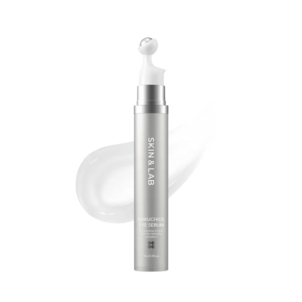 SKIN&LAB Bakuchiol Eye Serum with Caffeine, Roll-on Korean Under Eye Serum for Dark Circles & Puffiness, Anti-Aging Wrinkle Care, 0.5 fl. oz.