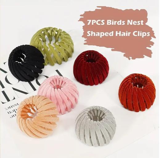 Bohemian Style Bird Nest Magic Hair Clips Set, Elegant Hollow-Out Round Plastic Hair Bun Accessories for Women, with Wedding Festival Hair Decor