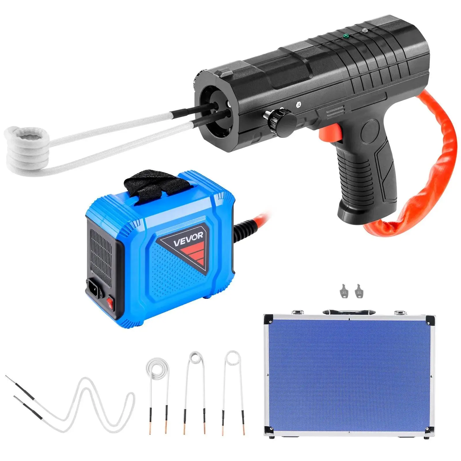 VEVOR 1800W 110V Handheld Magnetic Induction Heater Bolt Removal Set with Automatic Function, Ergonomic Handheld Grip, Cooling Fan, Gears, 4 Metal Coils, Storage Box for Car Garage, Frozen Lathe Fasteners (Father's Day Gift)