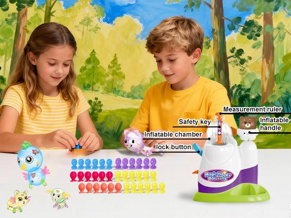 [Valentine’s Day Gift for Kids] Balloon Animals Kit with Pump, Funny Balloons Inflator Toy, DIY Sticky Balloon with Pump, Squishy Balloons Maker, Magic Sticky Balls Making Craft Kit for Girls Boys