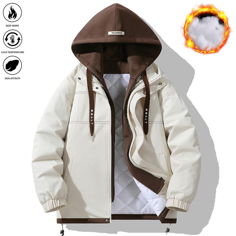 Men’s Winter Hooded Jacket – Fully Open Coat with Multi-Color Design, Loose-Fit Windproof Coat Machine Washable, Suitable for Skiing, Skateboarding & Cold Weather (Casual Outerwear), Men’s Winter Jacket, Men’s Winter Coat, Men’s Winter Jacket