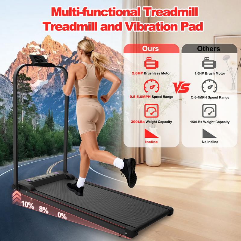 【SAVEYOUR】Folding Treadmill 2 in 1 Walking Pad,Under Desk Treadmill, Foldable Portable Treadmill with Handle Remote Control LED Display, Walking Jogging Machine for Home Office Use
