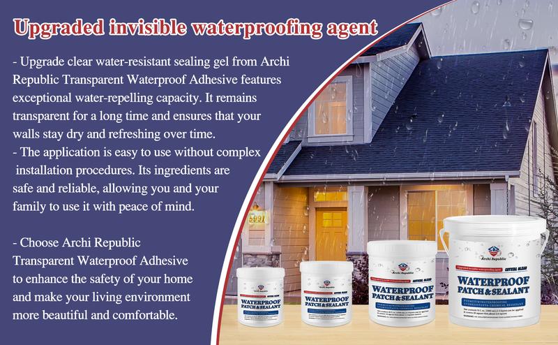 Archi Republic Clear Waterproofer - Highly effective waterproofing coating that protects your building from water, long lasting and easy to use on a wide range of surfaces. Archi Republic Clear Waterproofer - Highly effective waterproofing coating that protects your building from water, long lasting and easy to use on a wide range of surfaces.