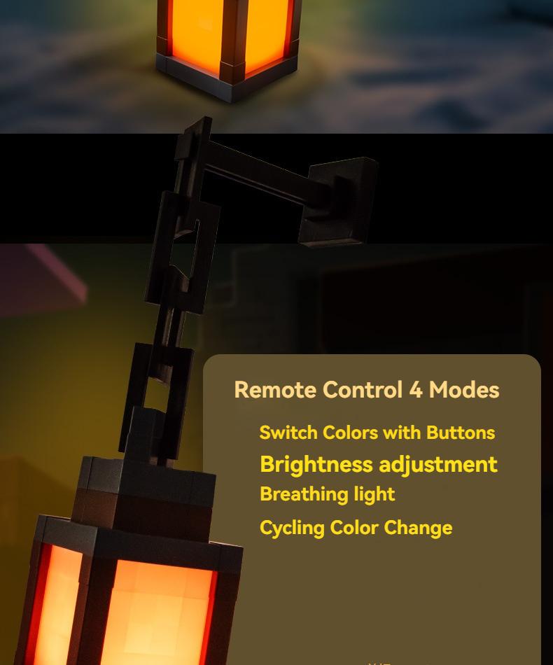 DIY Pixel Lantern Night Light 16-Color RGB USB-C Rechargeable Remote Control Four Modes Gamer Bedroom Decor Unique Birthday Gift Christmas Lights Supplies